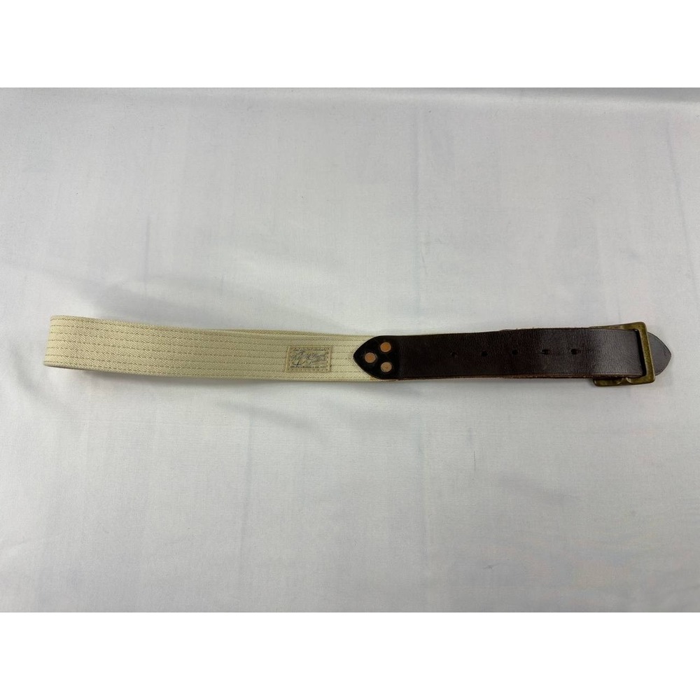 Polo Ralph Lauren Men's Brown Leather Stitched Canvas Belt, Size 36